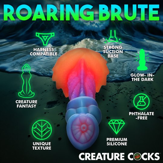 Creature Cocks - Aqua-Cock Glow-In-The-Dark Silicone Dildo