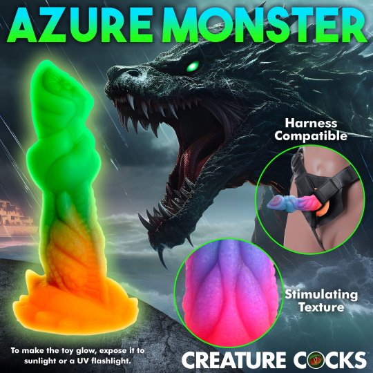 Creature Cocks - Aqua-Cock Glow-In-The-Dark Silicone Dildo