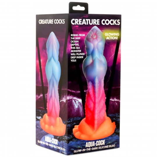 Creature Cocks - Aqua-Cock Glow-In-The-Dark Silicone Dildo