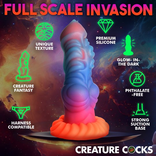 Creature Cocks - Alien Invader Glow-In-The-Dark Silicone Dildo