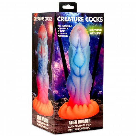 Creature Cocks - Alien Invader Glow-In-The-Dark Silicone Dildo