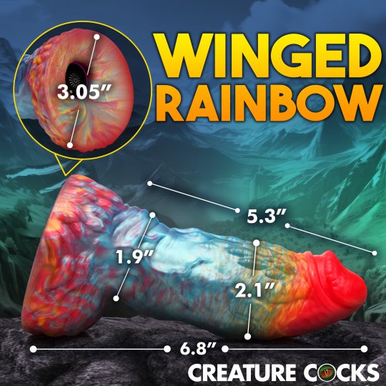 Creature Cocks - Rainbow Phoenix Vibrating Silicone Dildo with Remote