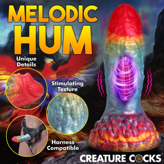 Creature Cocks - Rainbow Phoenix Vibrating Silicone Dildo with Remote