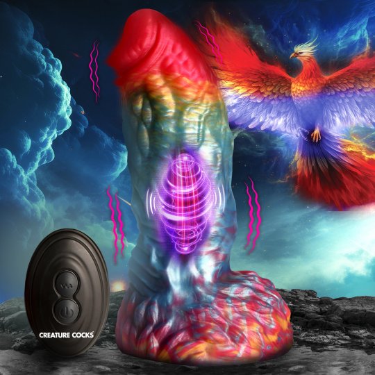 Creature Cocks - Rainbow Phoenix Vibrating Silicone Dildo with Remote