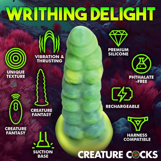 Creature Cocka - Squirmer Thrusting and Vibrating Silicone Dildo