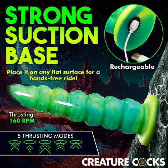 Creature Cocka - Squirmer Thrusting and Vibrating Silicone Dildo