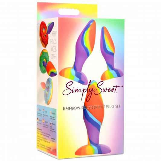 Simply Sweet - 3 Piece Rainbow Silicone Butt Plug Set