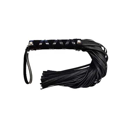 Rouge - Short Leather Flogger with Studded Handle - Black