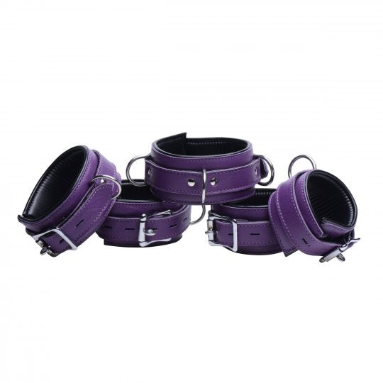 Strict Leather - Purple 5 Piece Locking Leather Bondage Set