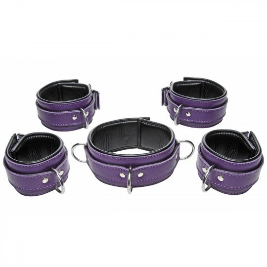 Strict Leather - Purple 5 Piece Locking Leather Bondage Set