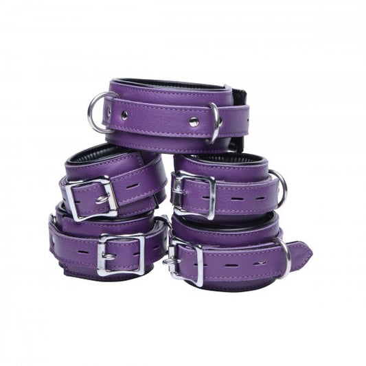 Strict Leather - Purple 5 Piece Locking Leather Bondage Set