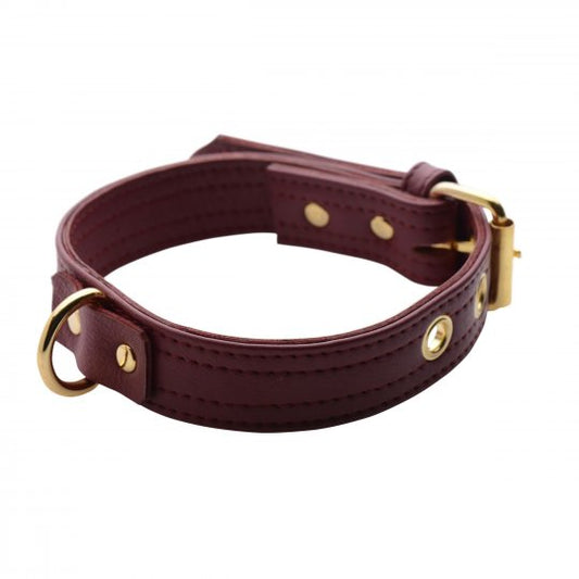 Strict Leather - Leather Luxury Burgundy Locking Collar