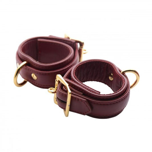 Strict Leather - Luxury Burgundy Locking Wrist Cuffs