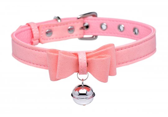 Master Series - Sugar Kitty Cat Bell Collar - Pink/Silver