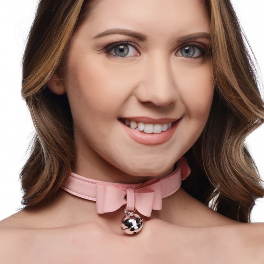 Master Series - Sugar Kitty Cat Bell Collar - Pink/Silver