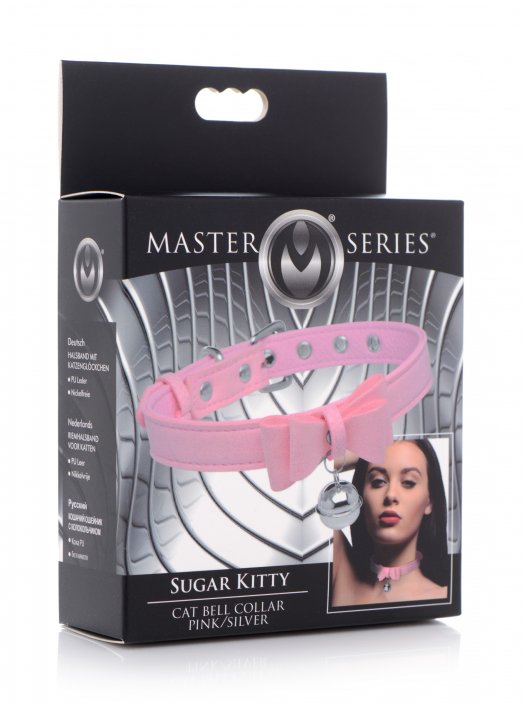 Master Series - Sugar Kitty Cat Bell Collar - Pink/Silver