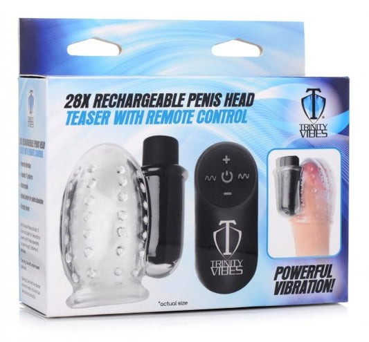 Trinity Vibes - 28X Rechargeable Penis Head Teaser with Remote Control