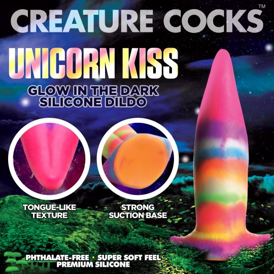 Creature Cocks - Unicorn Kiss Unicorn Tongue Glow-in-the-Dark Silicone Dildo